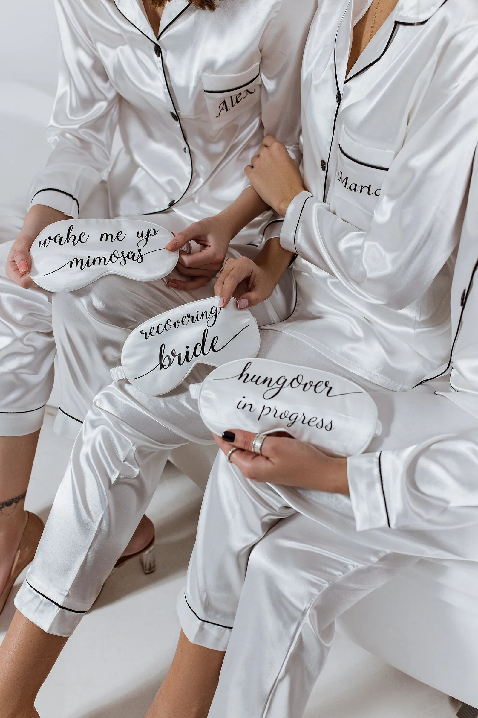 Set of 15 Bridesmaids Pajamas, Custom Wedding Satin Pajamas  - Long   Long