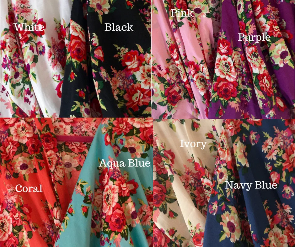 Set of 3  Bridesmaid Floral Robes, Unique Bridesmaid Gifts, Getting Ready Robes, Set of Robes, Kimono Robe, Fast Shipping from New York