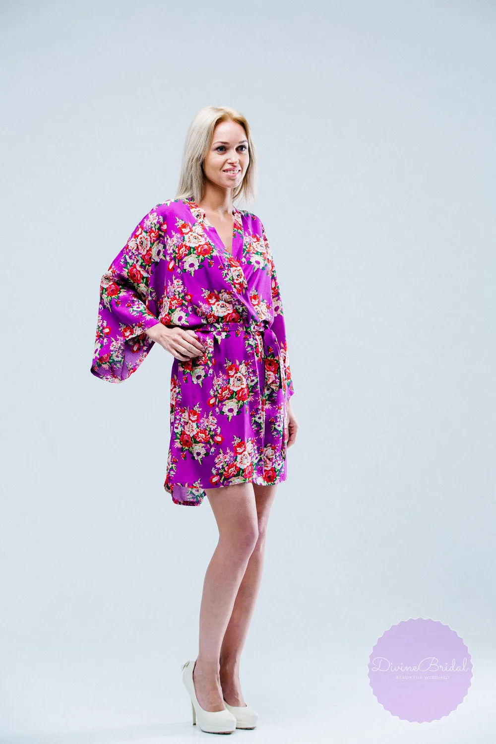 Set of 3  Bridesmaid Floral Robes, Unique Bridesmaid Gifts, Getting Ready Robes, Set of Robes, Kimono Robe, Fast Shipping from New York