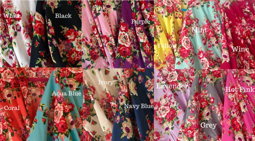 Set of 7 Bridesmaid Robes-Set of Bridesmaid Robes -Floral Bridesmaid Robes-Bridal Robe-Wedding Robes-Kimono Robe