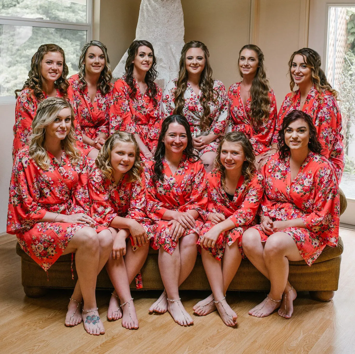 Set of 7 Bridesmaid Robes-Set of Bridesmaid Robes -Floral Bridesmaid Robes-Bridal Robe-Wedding Robes-Kimono Robe