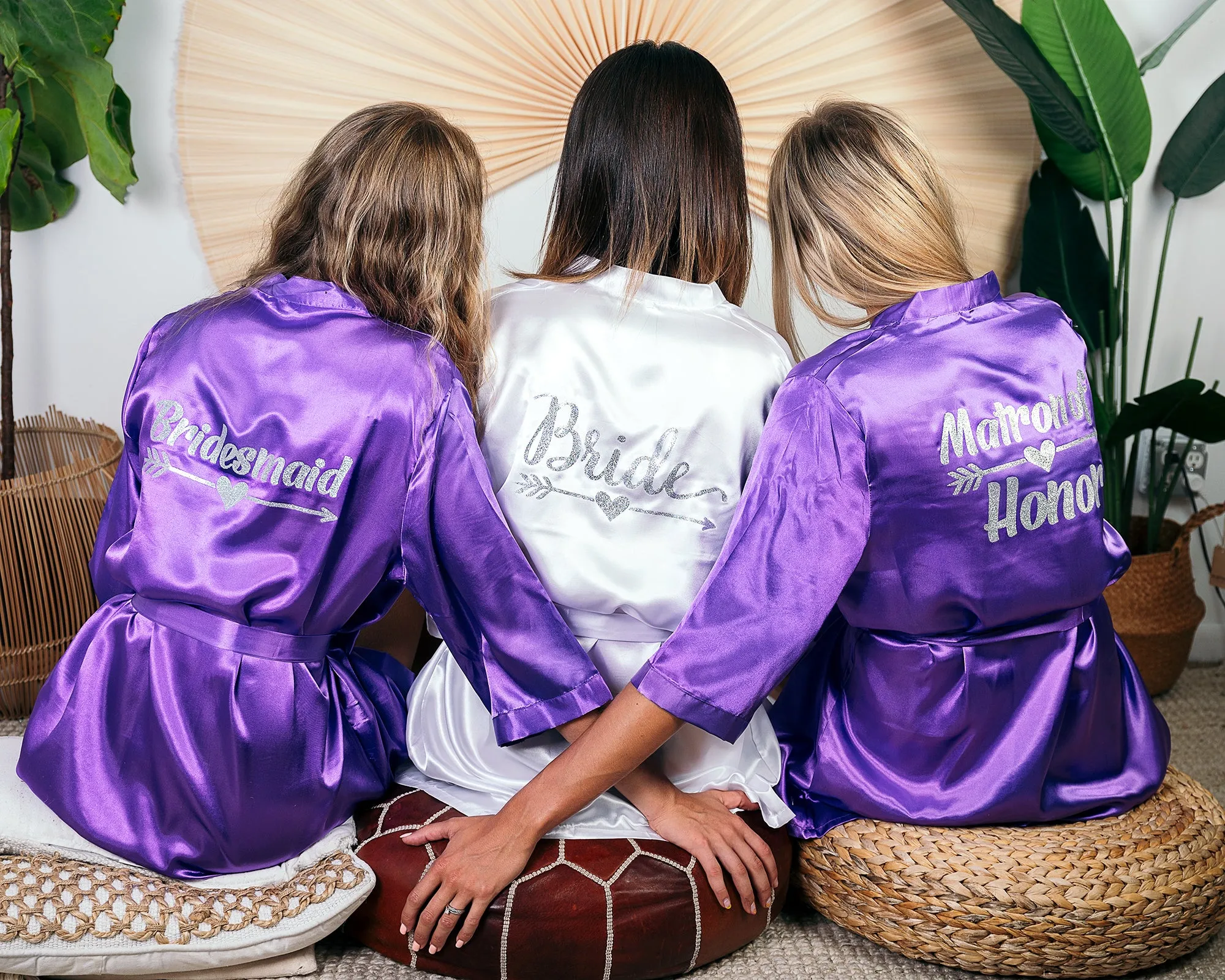 Set of 8 Custom Satin Bridesmaids Robes, wedding robes - Bridal Shower Robes - Glitter Arrow