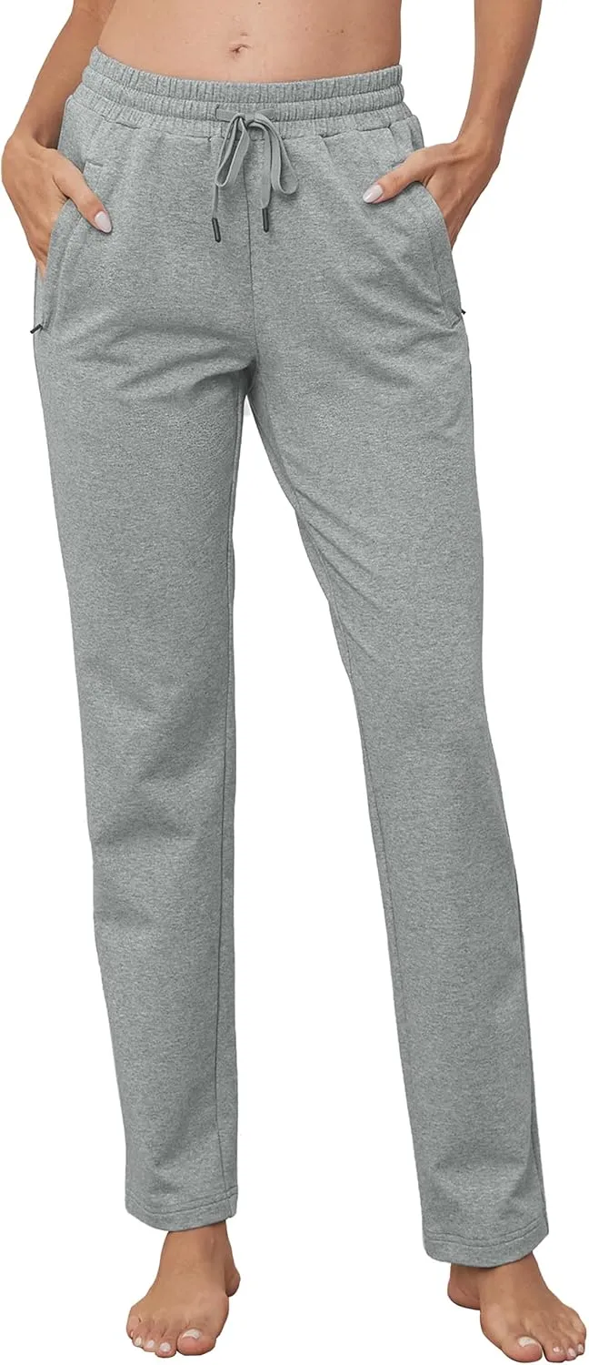 SEVEGO Women's Sweatpants Tall Cotton Yoga Lounge 30"/32"/34"/36" Casual Open Bottom Soft Workout Zipper Pocket Joggers