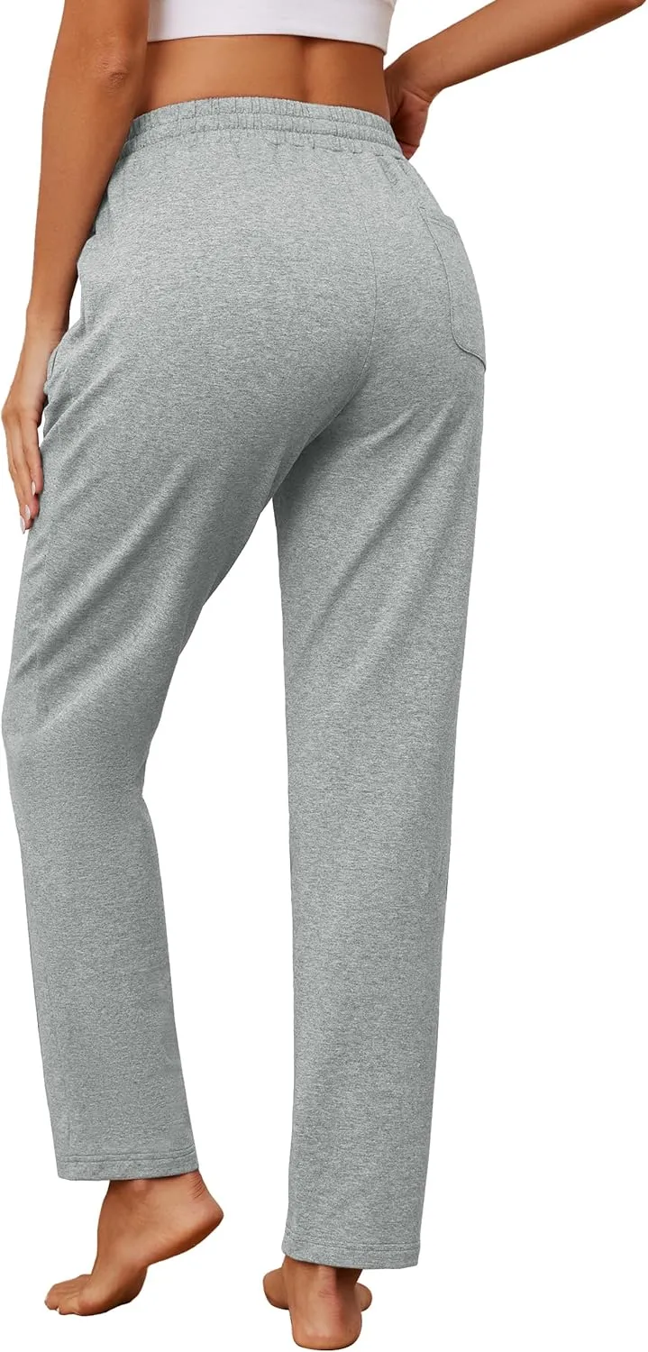 SEVEGO Women's Sweatpants Tall Cotton Yoga Lounge 30"/32"/34"/36" Casual Open Bottom Soft Workout Zipper Pocket Joggers