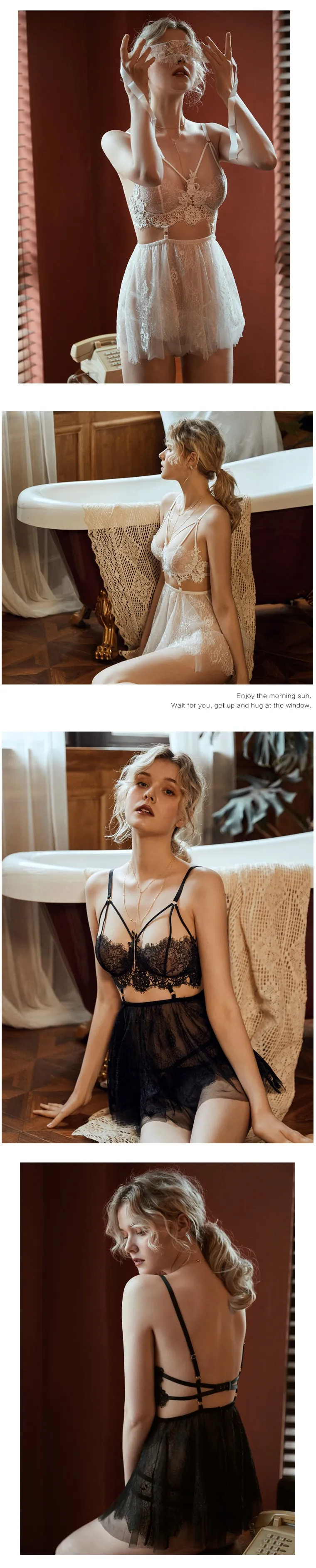Sexy backless stripe design nighties