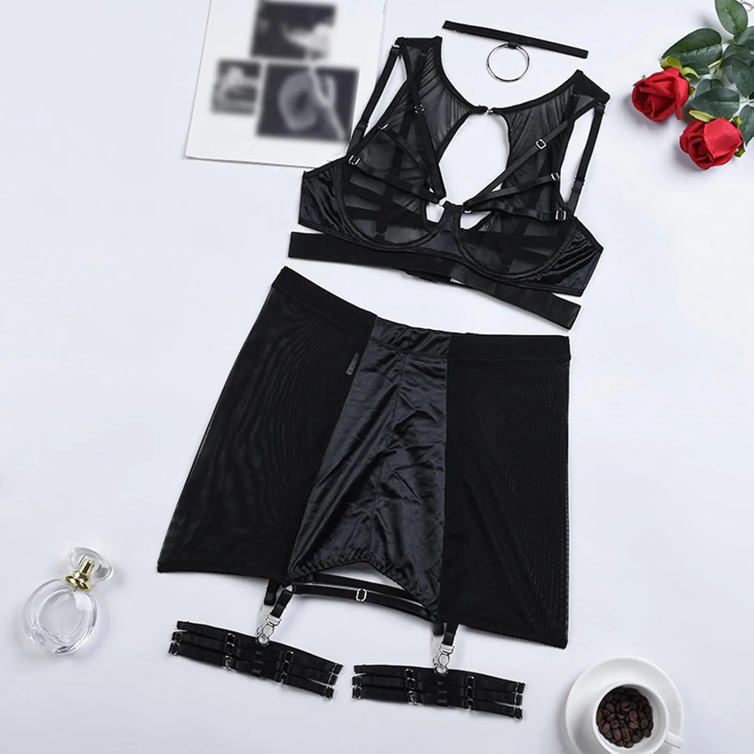 Sexy Pajama Set for Women Strap Lingerie Ladies Crochet Lace Lingerie for Plus Size Women Sexy Women Clothing