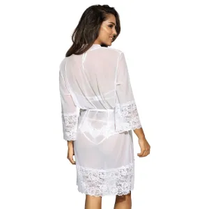 Sexy Sheer Mesh Lace Robe Axami Bridal White