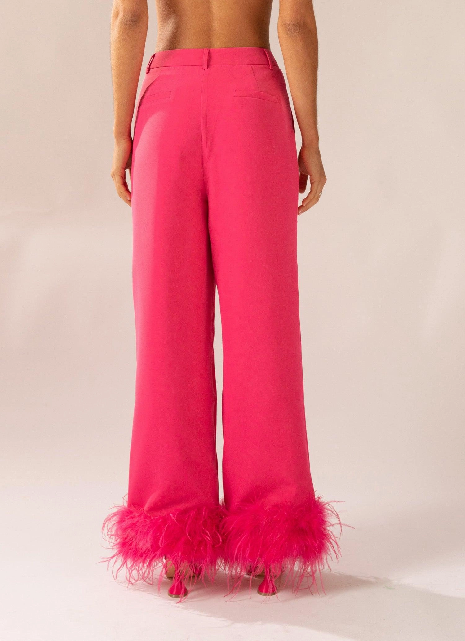 Shake It Off Feather Pants - Magenta Active Utility