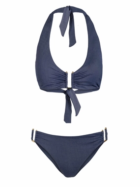Shana Top   Layla U Bottom In Indigo Twill ribbed texture quick dry