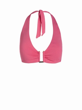 Shana Top In Hibiscus Metallic Durable Stretch Fibers Evening Pool
