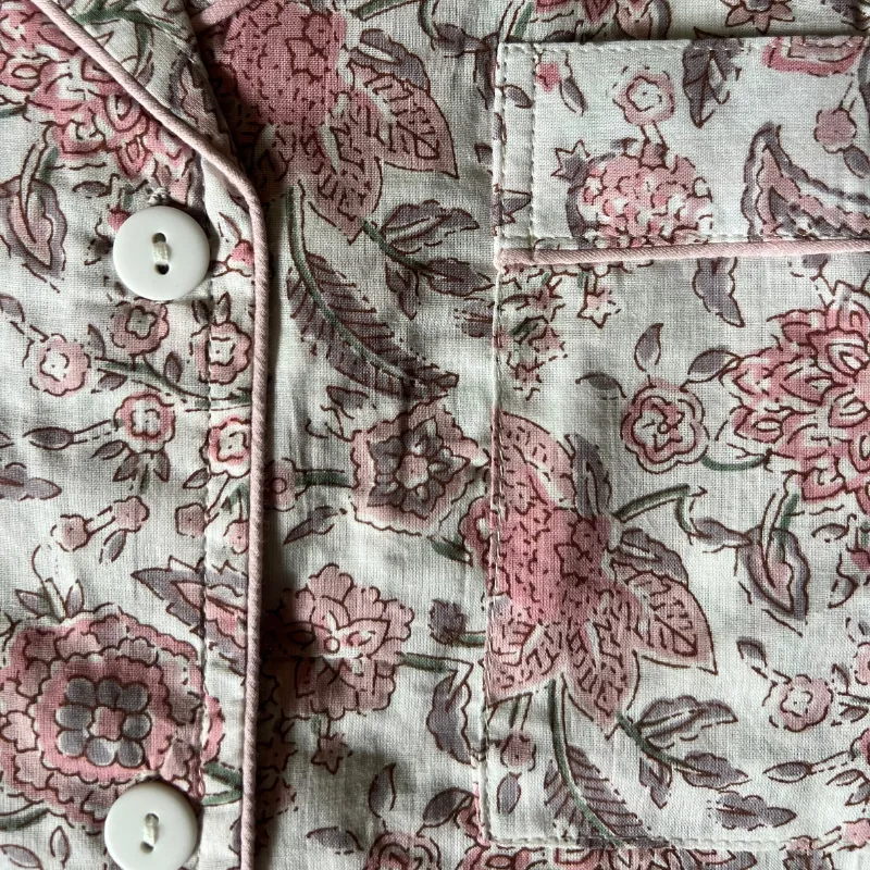 Shanti Block Print PJ Set Short | Pink Jasmine | Limited Edition