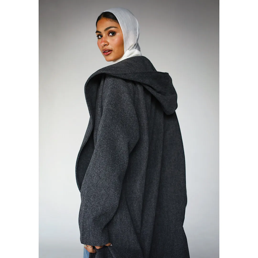 Shawl collar grey coat
