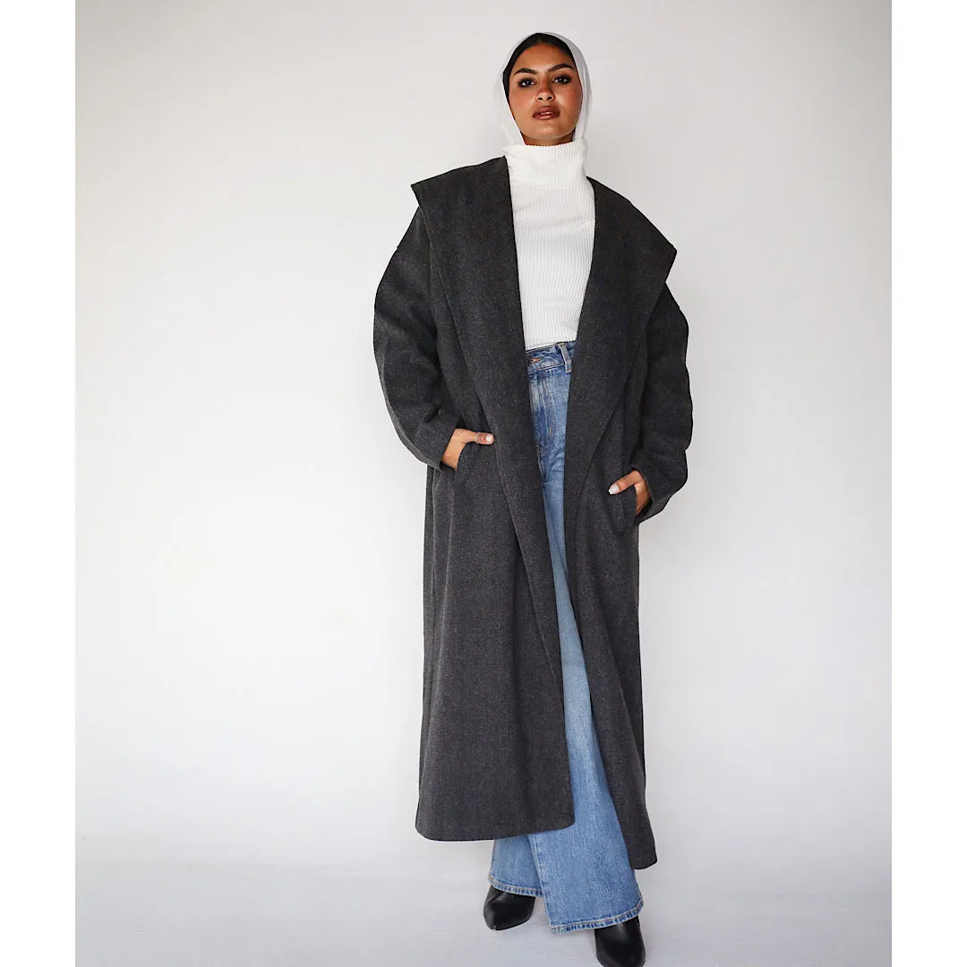 Shawl collar grey coat