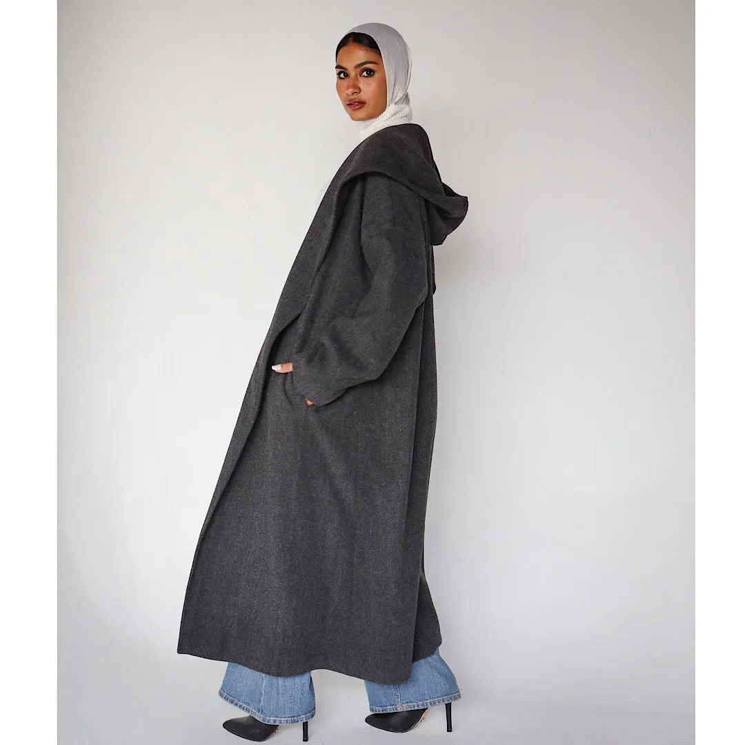Shawl collar grey coat