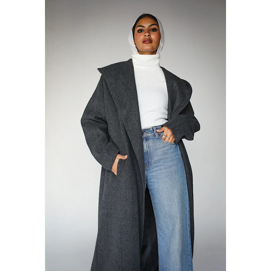 Shawl collar grey coat