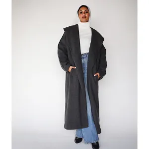 Shawl collar grey coat