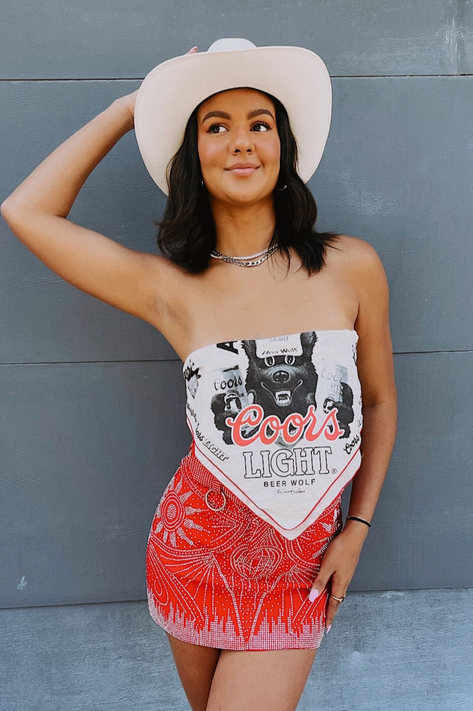 She's All That Rhinestone Skirt - Red Lace Detail Refined Sophistication