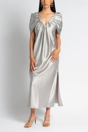 Sheath Dress Satin-Sleeve Fresh Fit