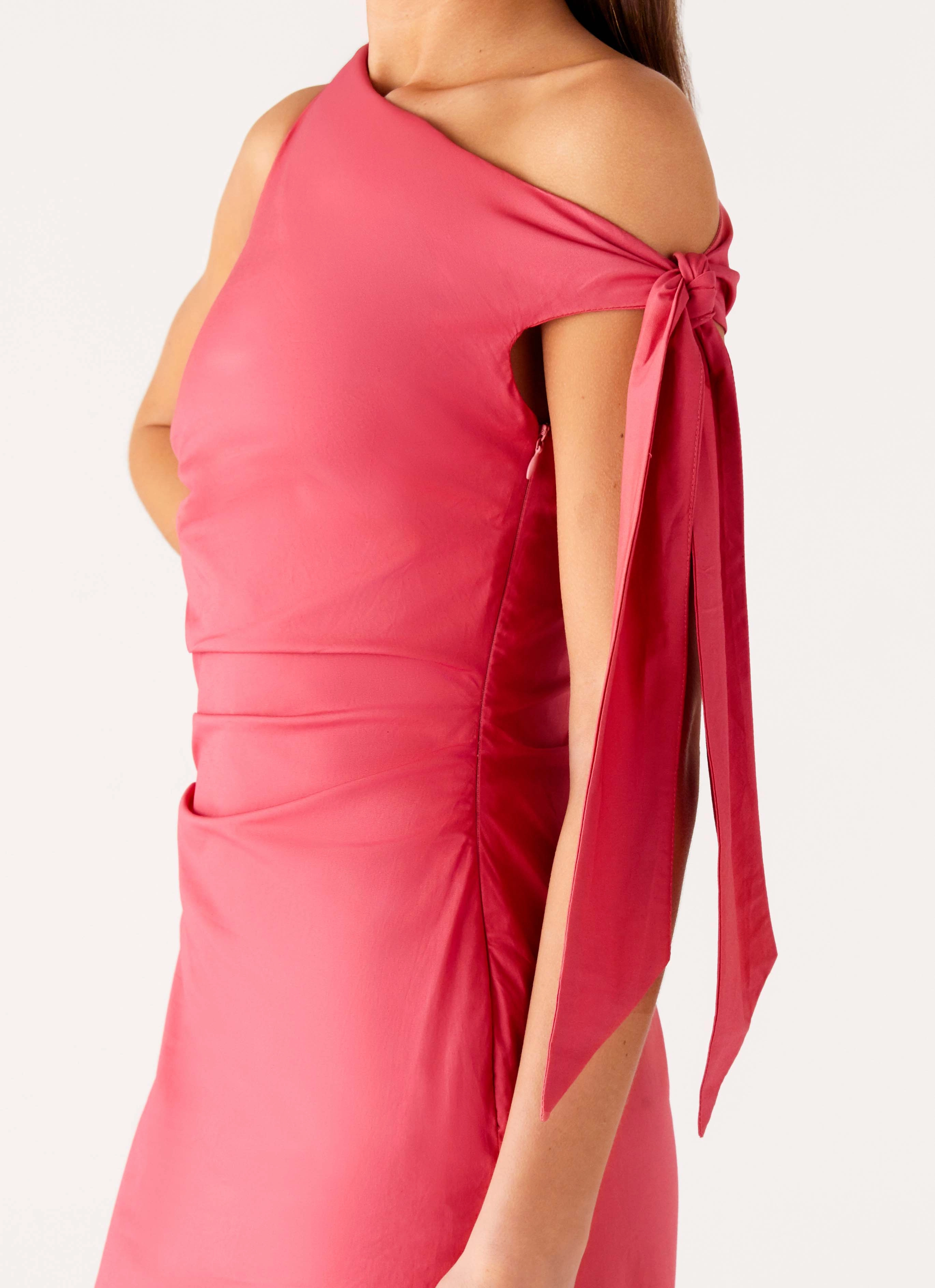 Marella Maxi Dress - Coral Flattering Shape Statement-Buttons