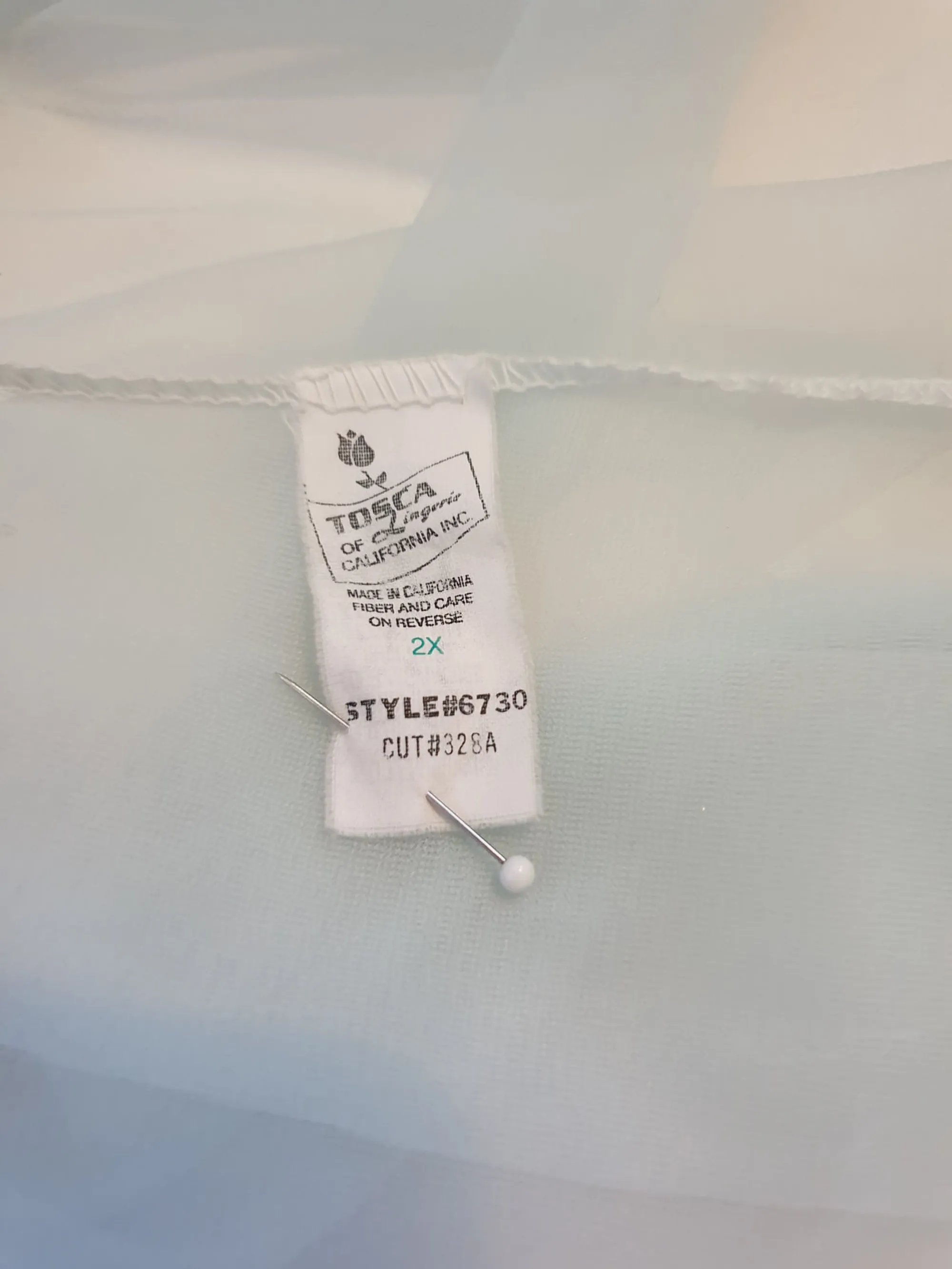 Sheer Aqua Peignoir, Robe, with Puff Sleeves and Lace by Tosca - XL