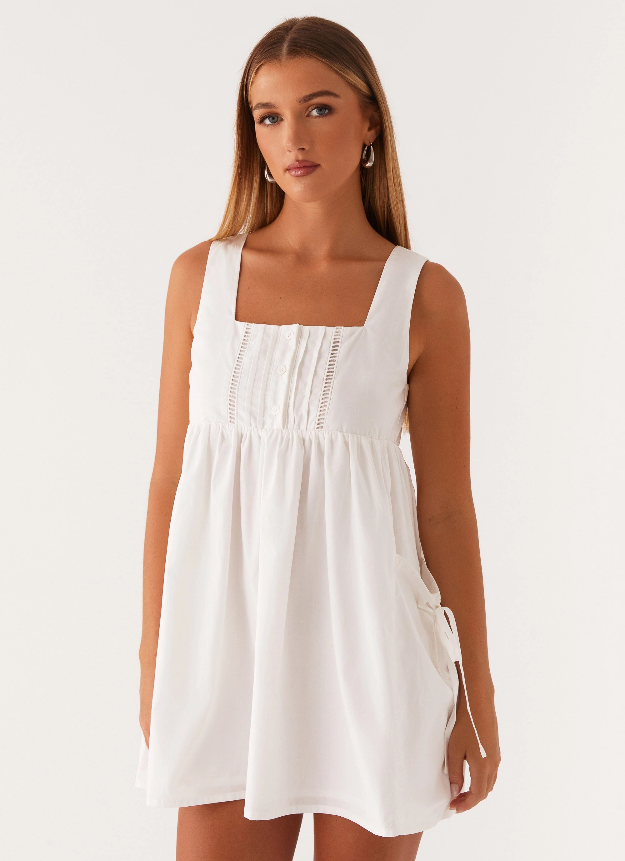 Ottoline Babydoll Mini Dress - White Street Edge