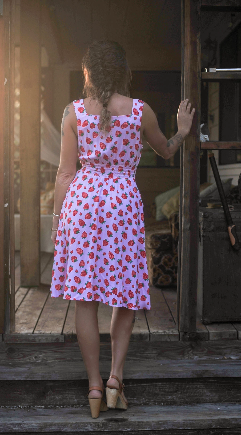 Winter Proof Sheet Dress in Strawberry Cotton