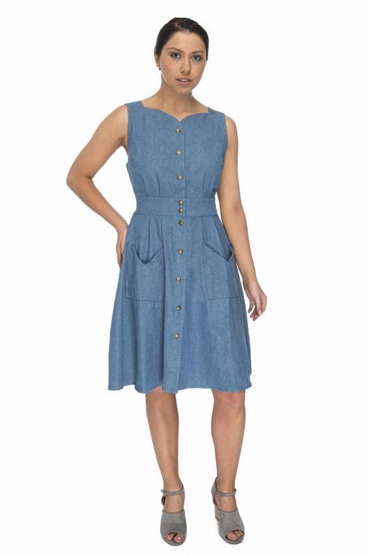 Soft Wear Sheet Dress in Washed Denim