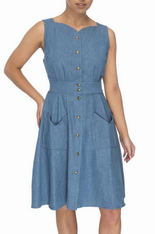 Sheet Dress in Washed Denim Flowing Lines