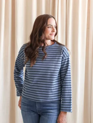 Shelly Stripe Top- Blue AntiPillingSurface Fitted Tank