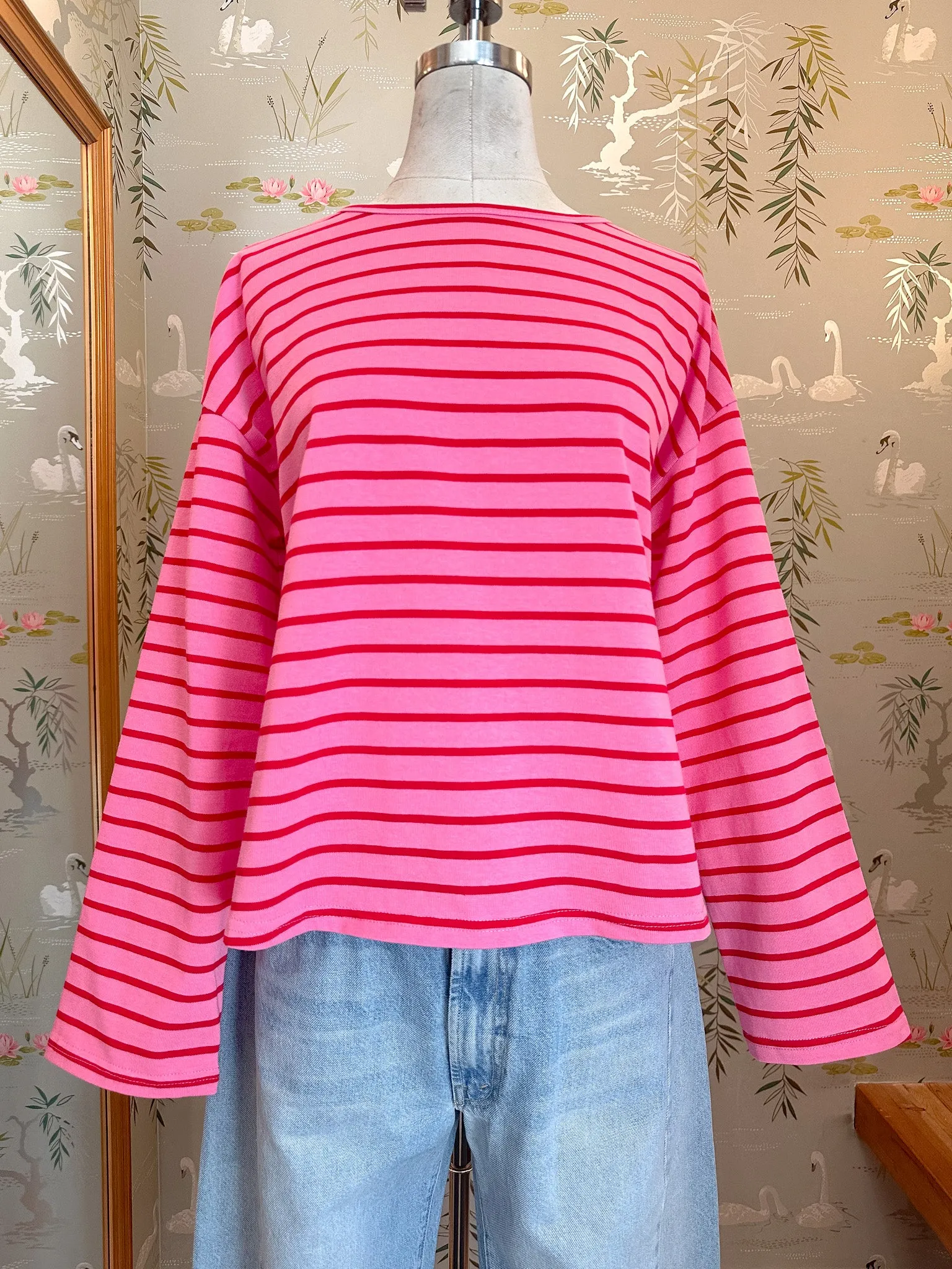 Shelly Stripe Top-Pink MultiPanelConstruction AntiStaticInnerLining