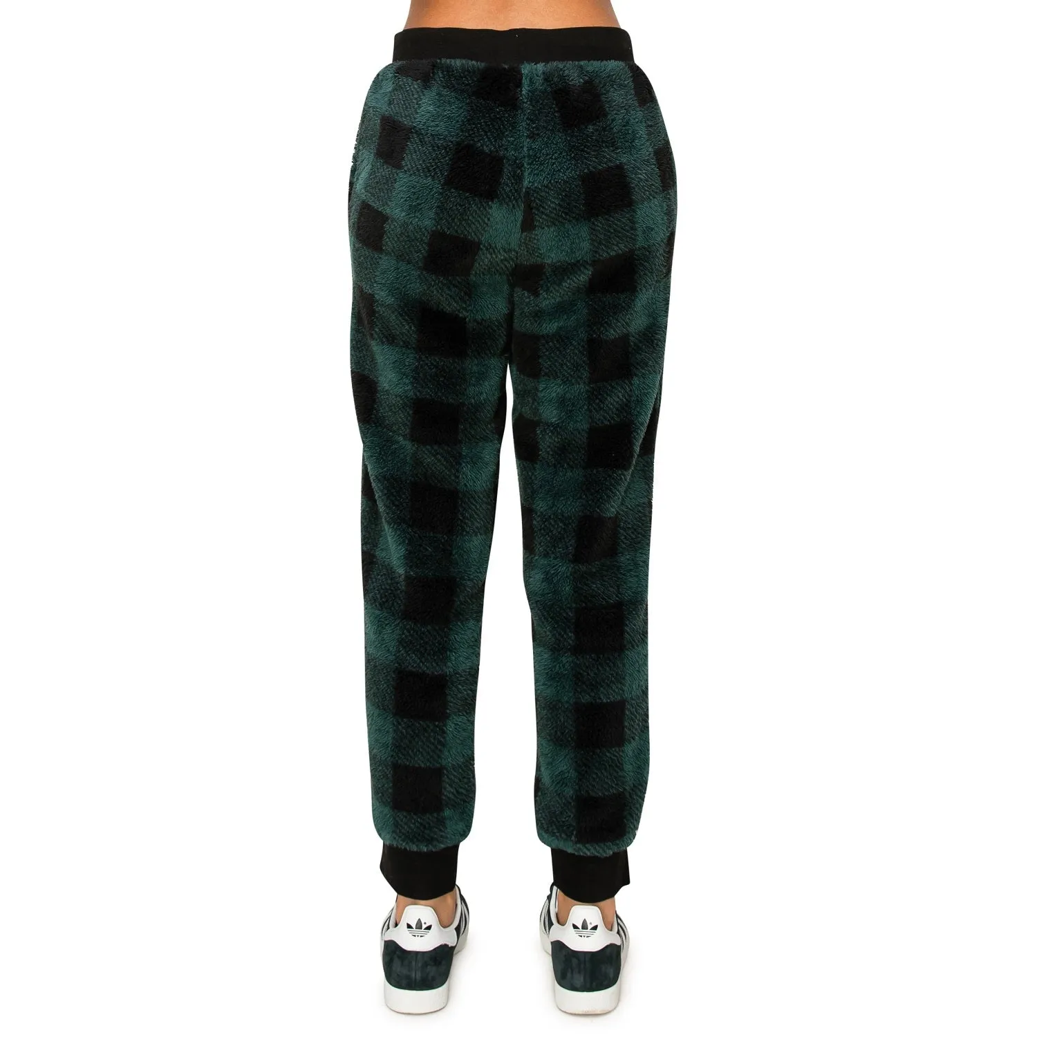 Sherpa Plaid Joggers Sweatpants - Hunter/Black