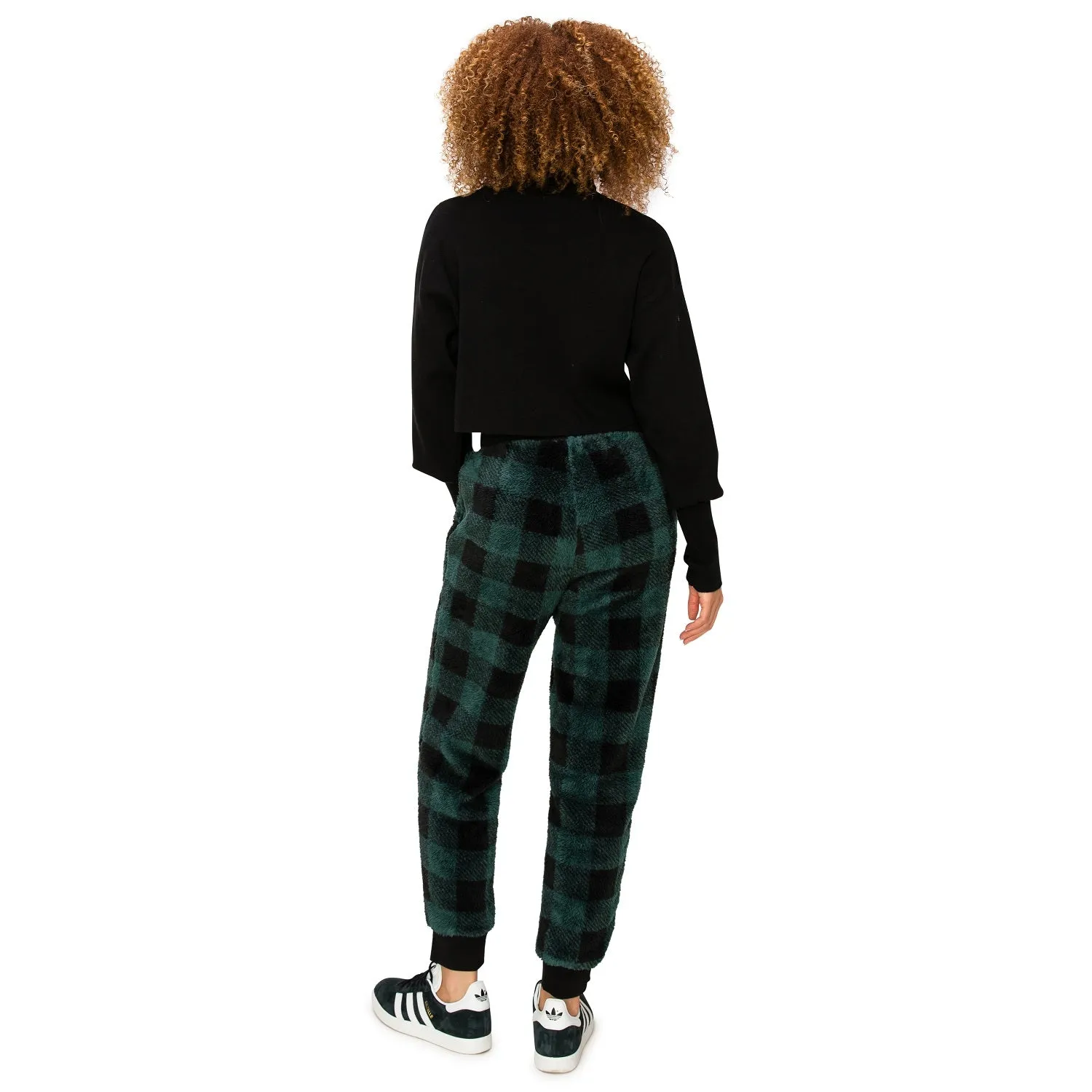 Sherpa Plaid Joggers Sweatpants - Hunter/Black