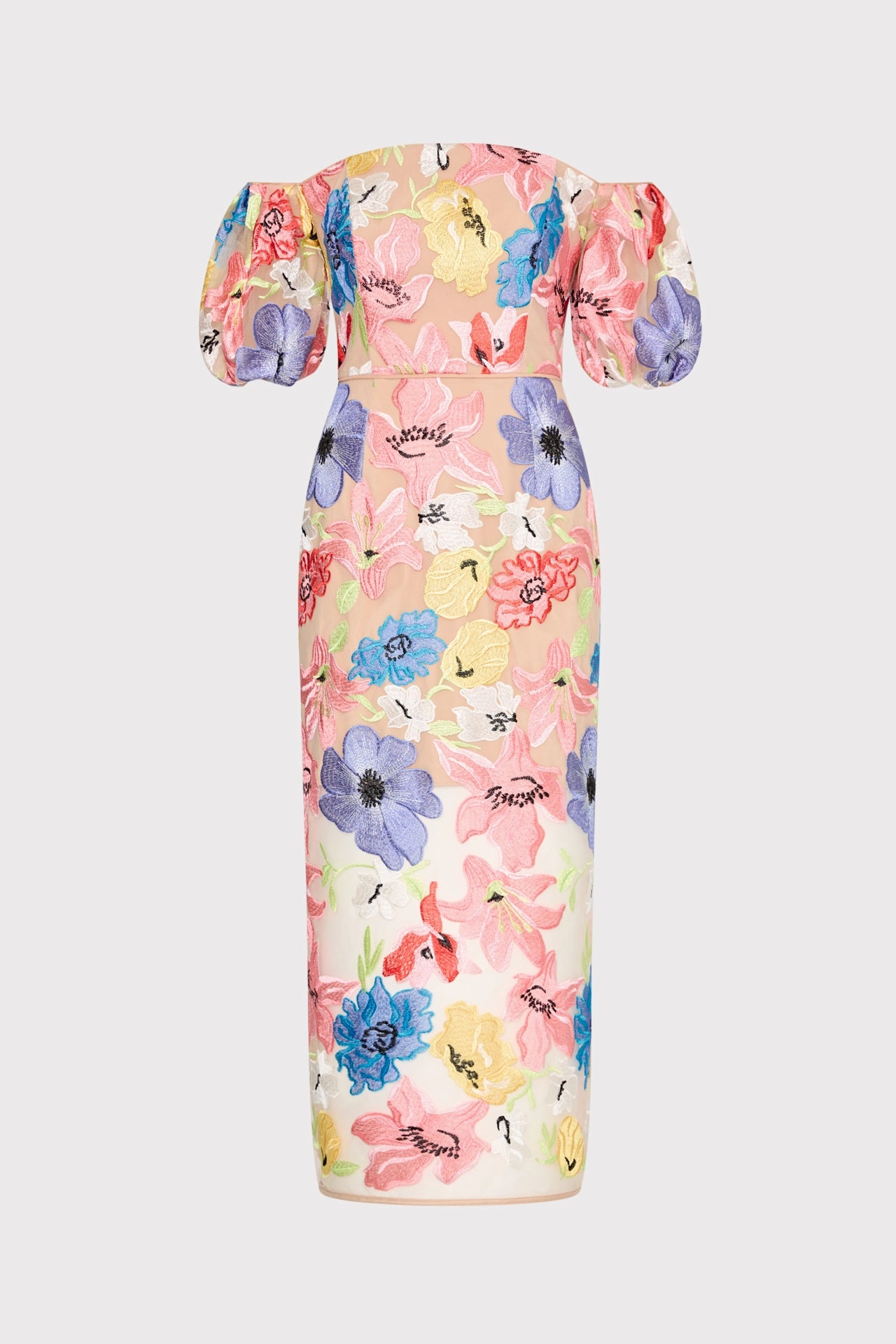 Minimal Core Nature Bloom Nira Lily Floral Embroidered Midi Dress