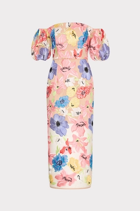 Evening Chic Charming Design Nira Lily Floral Embroidered Midi Dress