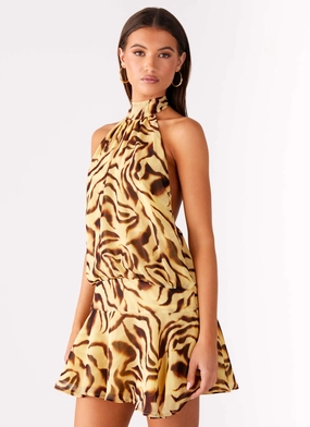 Comfortable fit for outings Simple formal dress Zulla Backless Mini Dress - Laguna Print