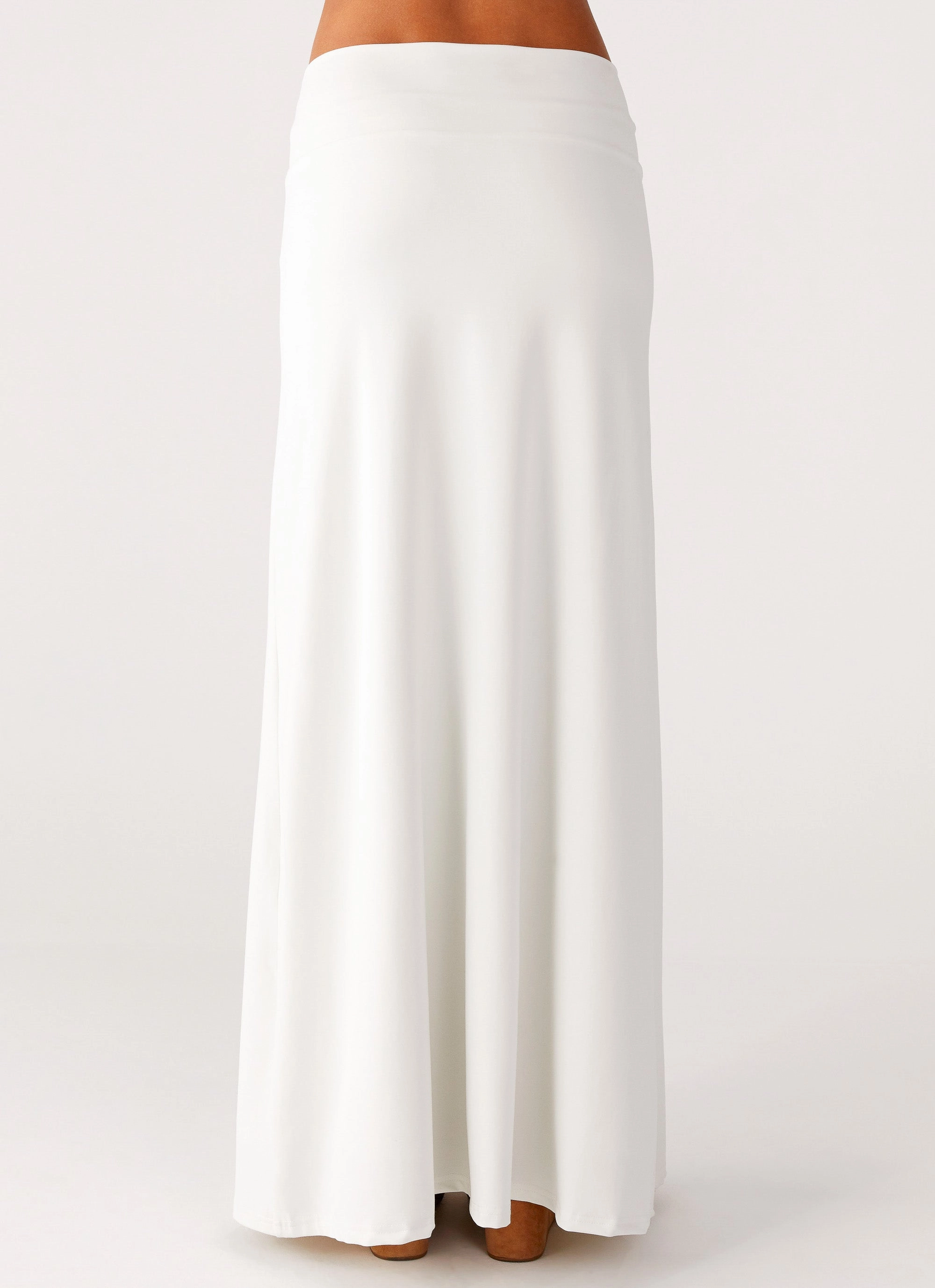 Shoreline Glow Maxi Skirt - Off White Synthetic Blend Detachable Detail