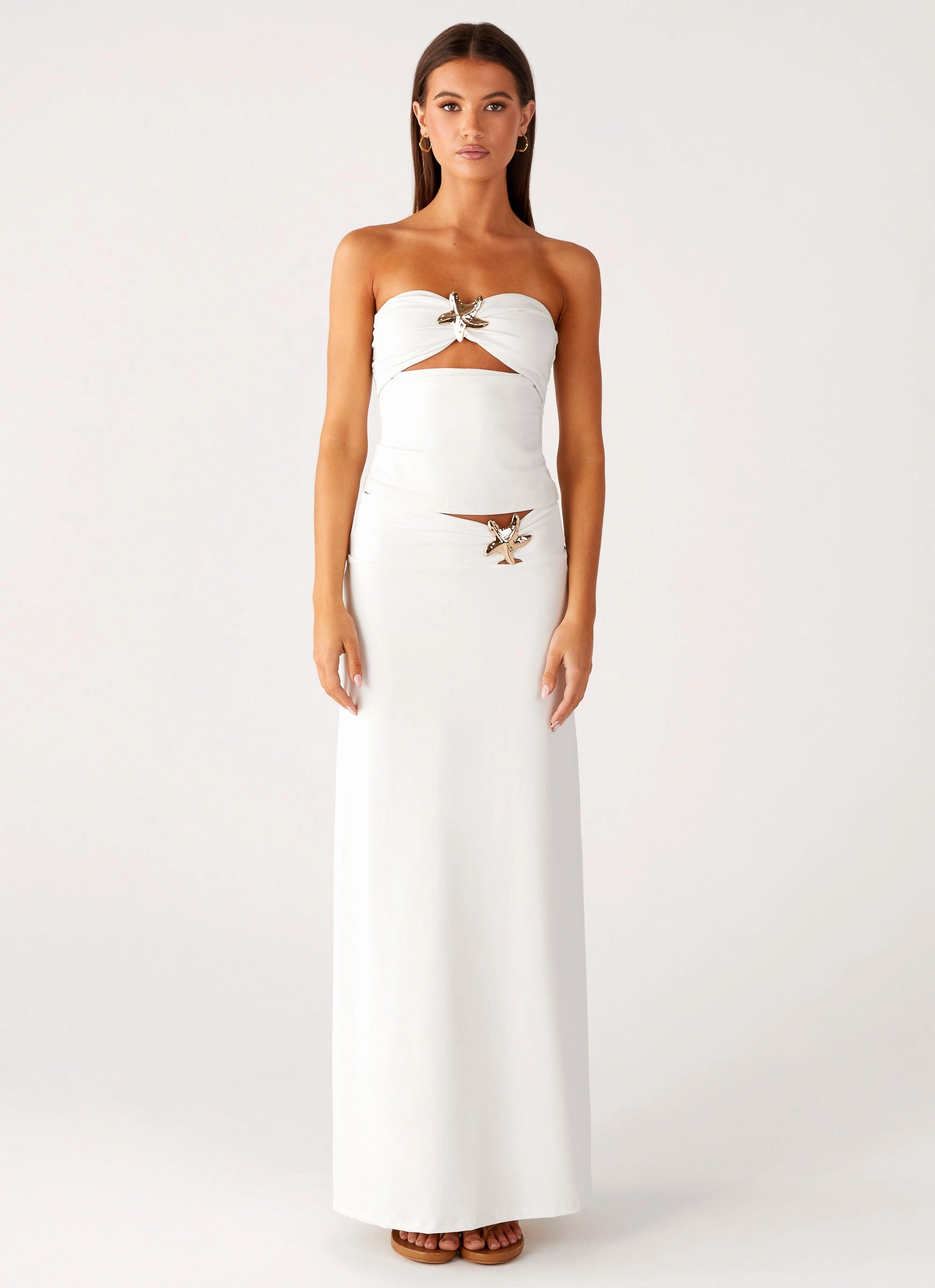 Vibrant Touch Shoreline Glow Maxi Skirt - Off White