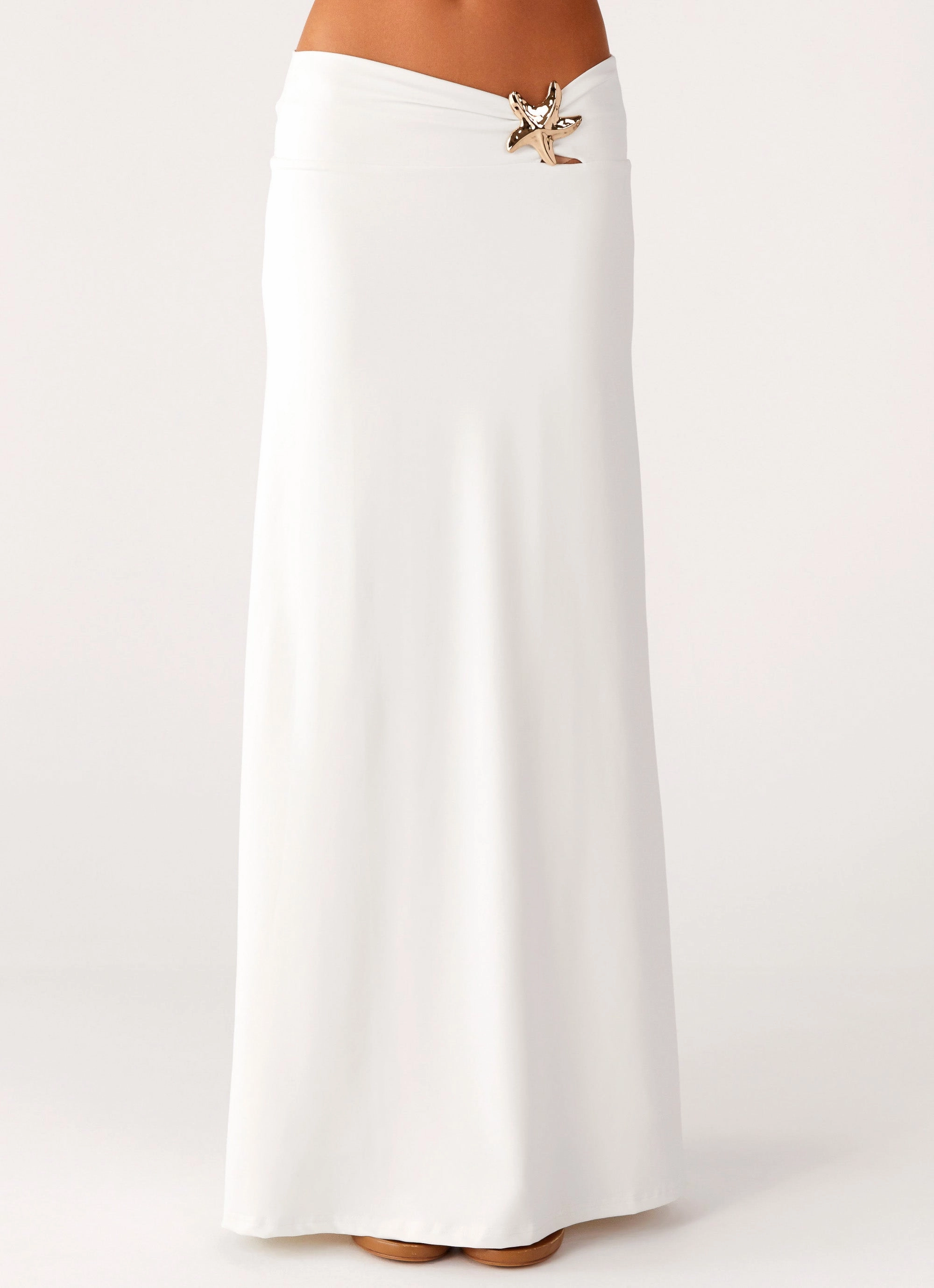 Shoreline Glow Maxi Skirt - Off White Mid Rise