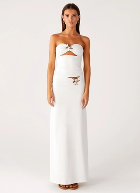 Vibrant Touch Shoreline Glow Maxi Skirt - Off White