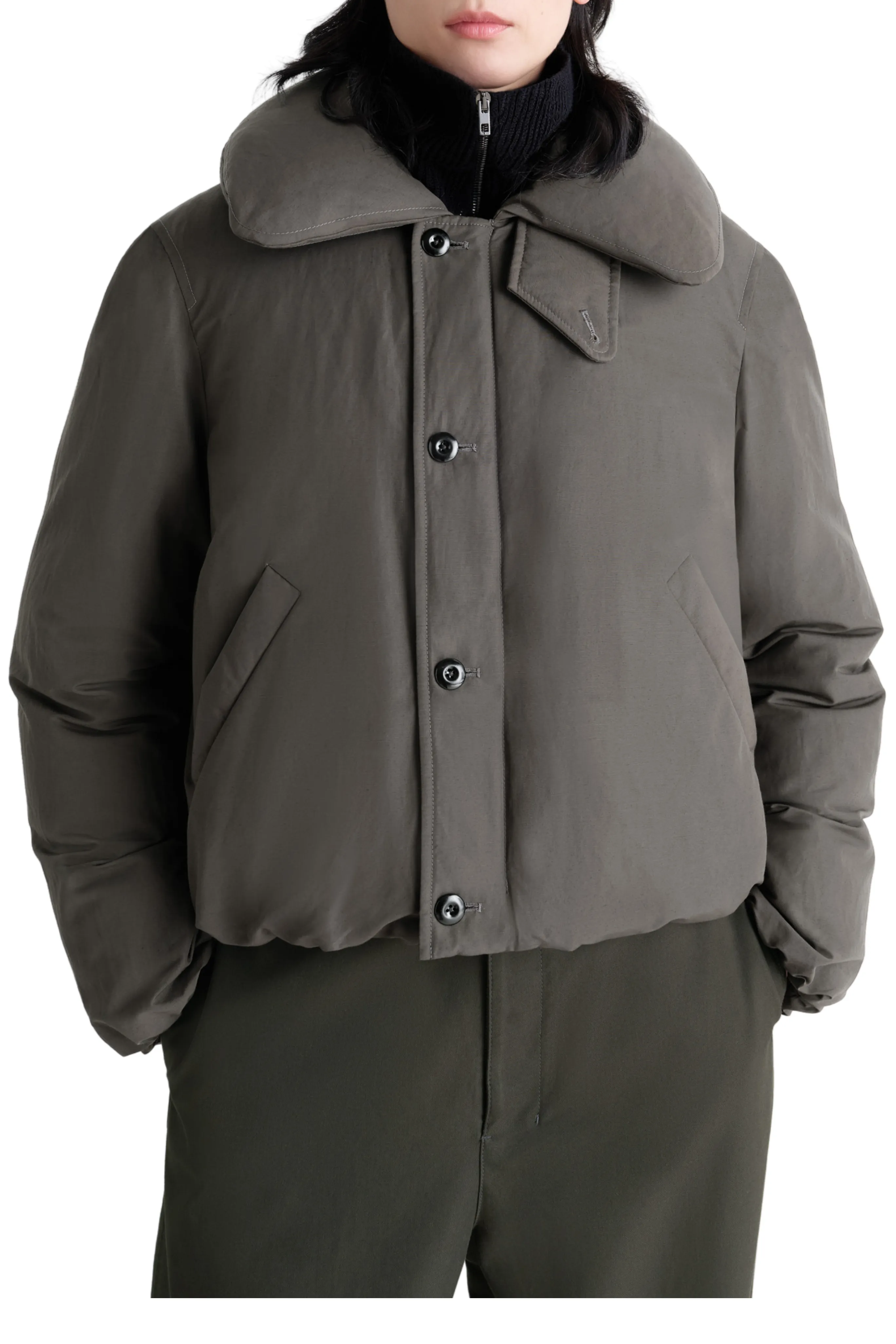 Short Puffer Blouson Knit Fabric Technology Yarn Dyed Fabric