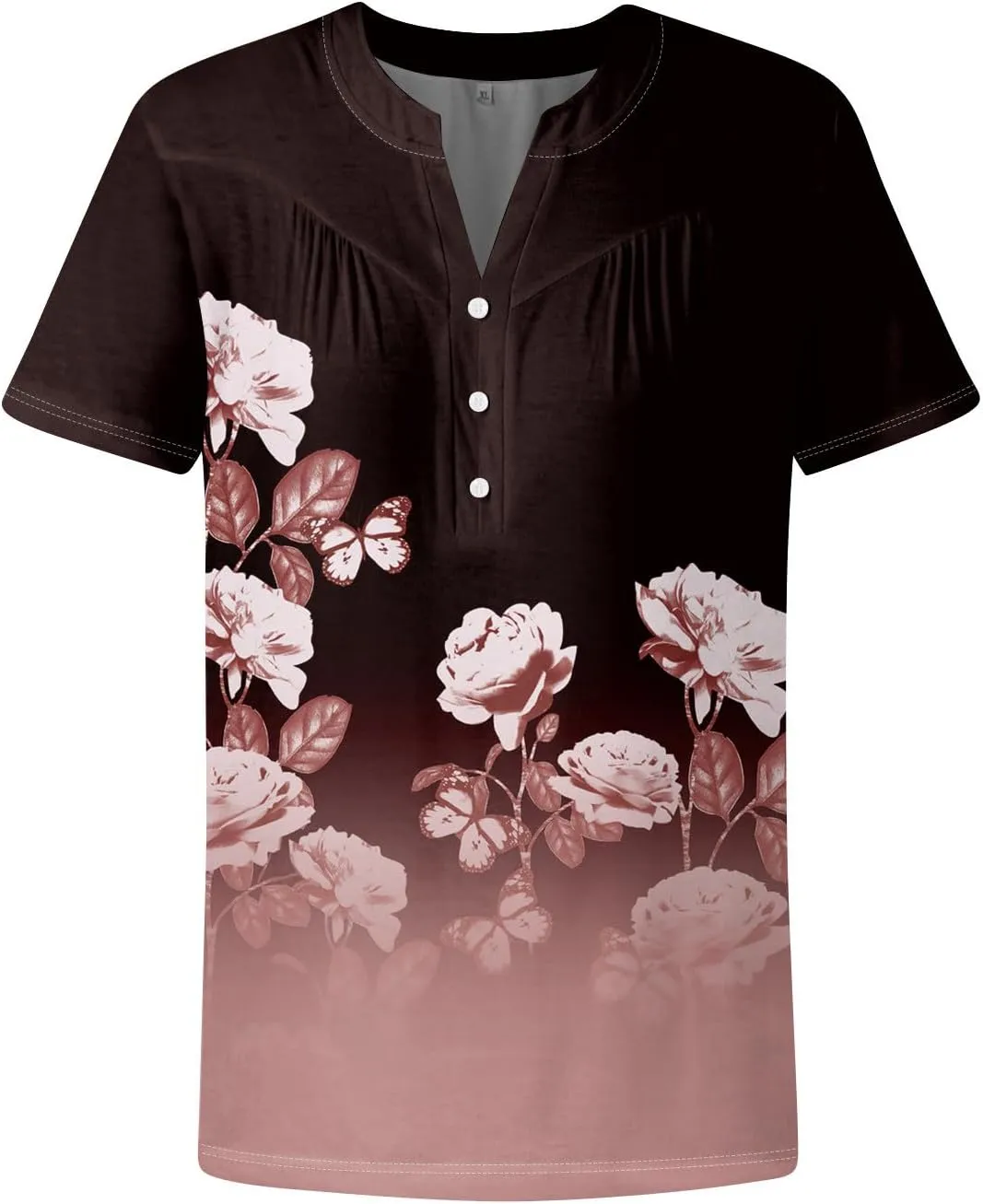 Short Sleeve Shirts for Women Button V Neck Tshirts Trendy Dressy Casual Blouses Loose Fit Graphic Tunics 2025