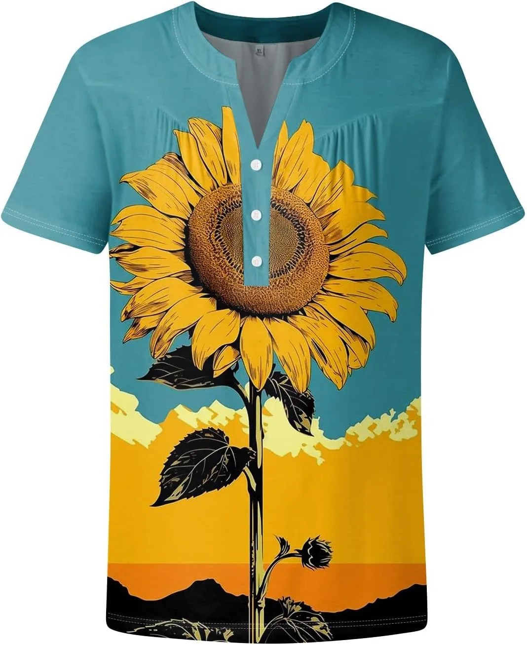 Short Sleeve Shirts for Women Button V Neck Tshirts Trendy Dressy Casual Blouses Loose Fit Graphic Tunics 2025