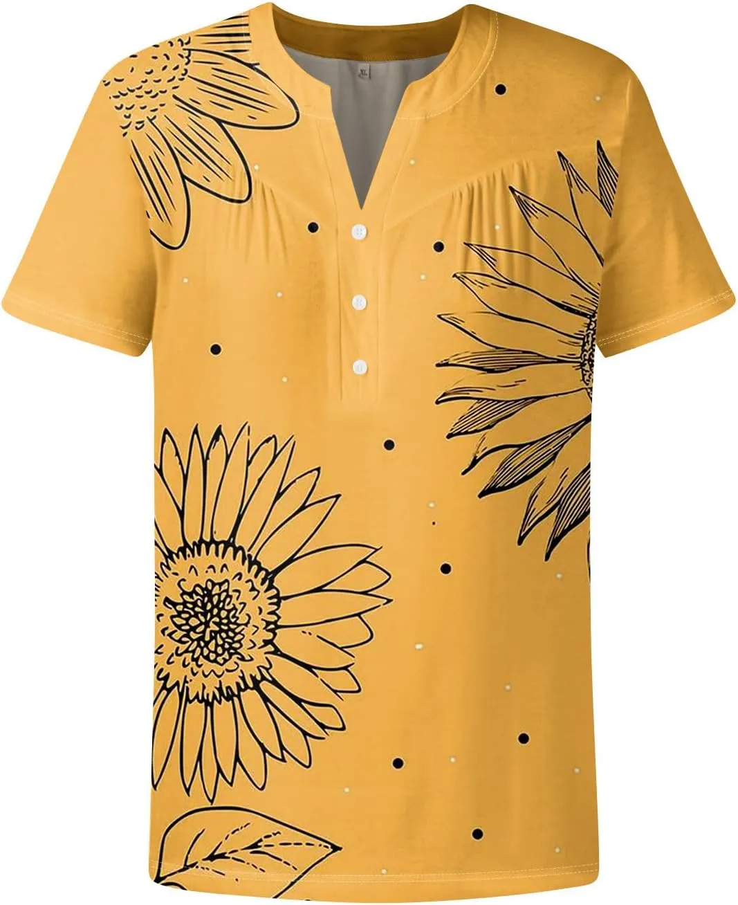 Short Sleeve Shirts for Women Button V Neck Tshirts Trendy Dressy Casual Blouses Loose Fit Graphic Tunics 2025