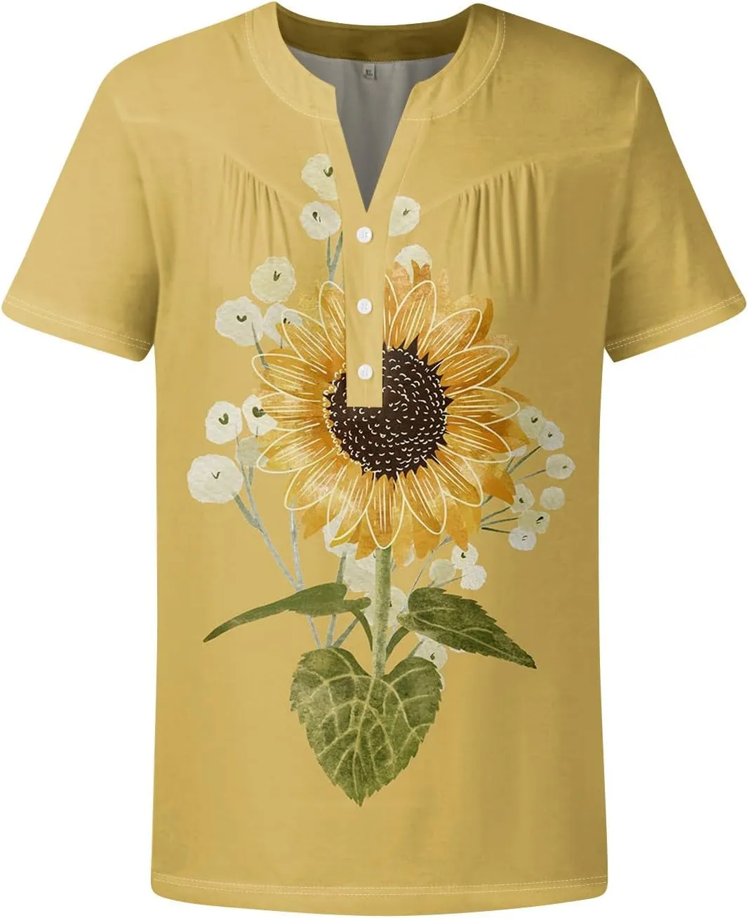 Short Sleeve Shirts for Women Button V Neck Tshirts Trendy Dressy Casual Blouses Loose Fit Graphic Tunics 2025