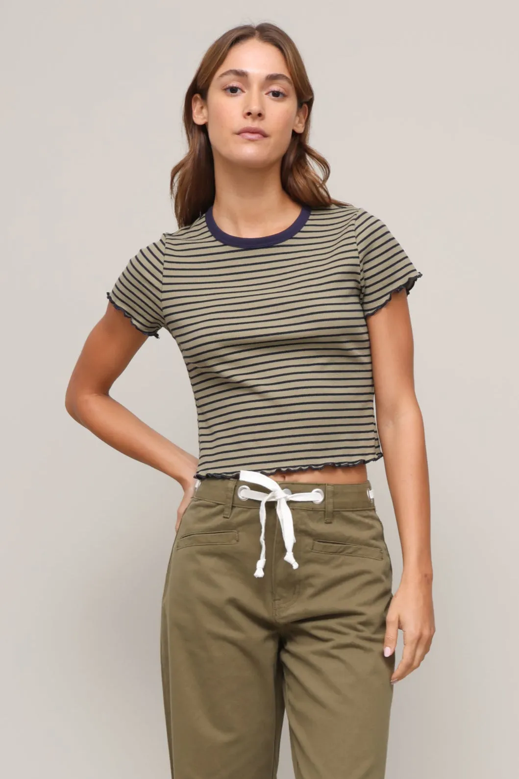 Non Iron Fabric Short Sleeve Striped T Shirt