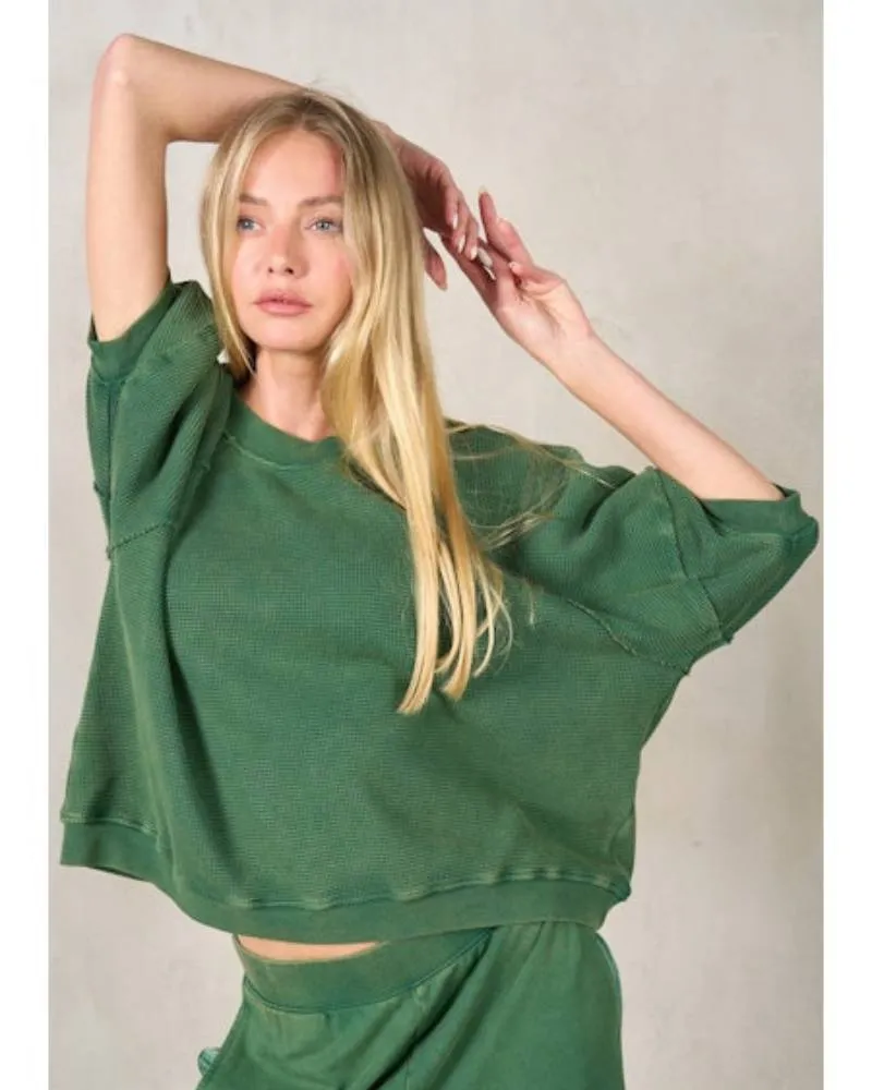 Short Sleeve Waffle Lounge Set