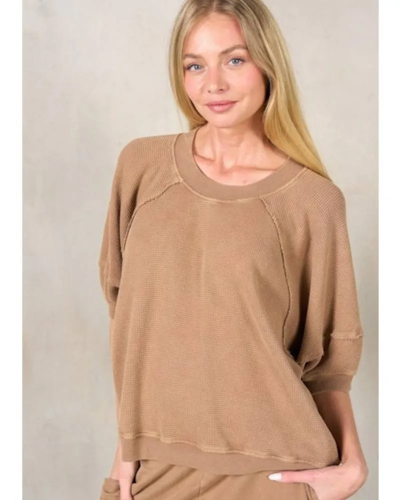 Short Sleeve Waffle Lounge Set
