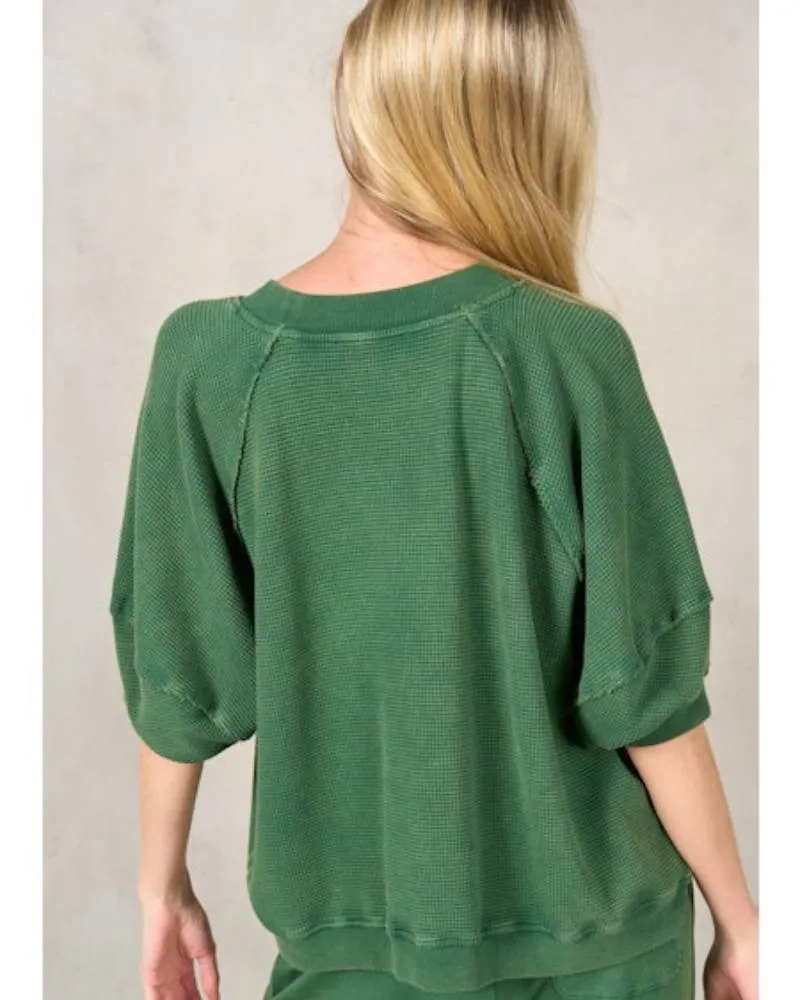 Short Sleeve Waffle Lounge Set