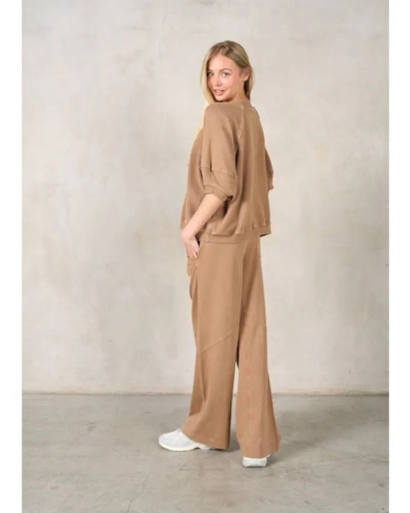 Short Sleeve Waffle Lounge Set