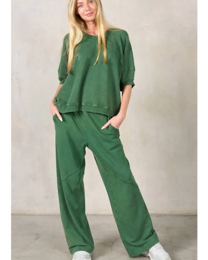 Short Sleeve Waffle Lounge Set